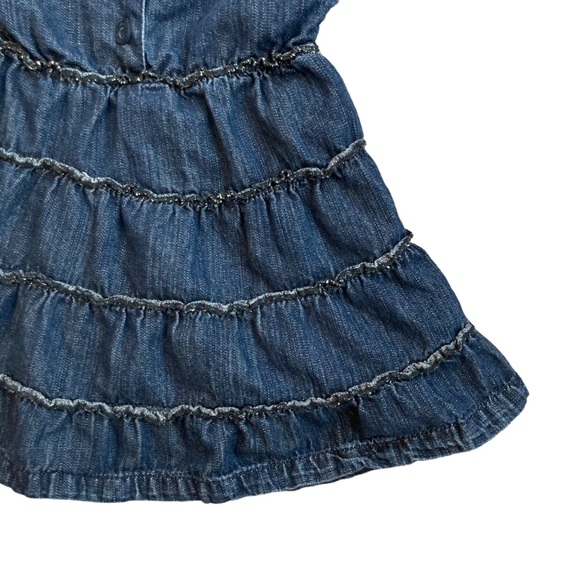 Paper denim & cloth denim tiered ruffle dress with puff sleeves, Sz 24M - Picture 11 of 11